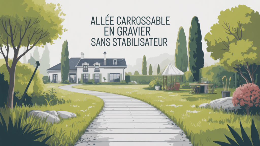 illustration allée carrossable gravier sans stabilisateur jardin