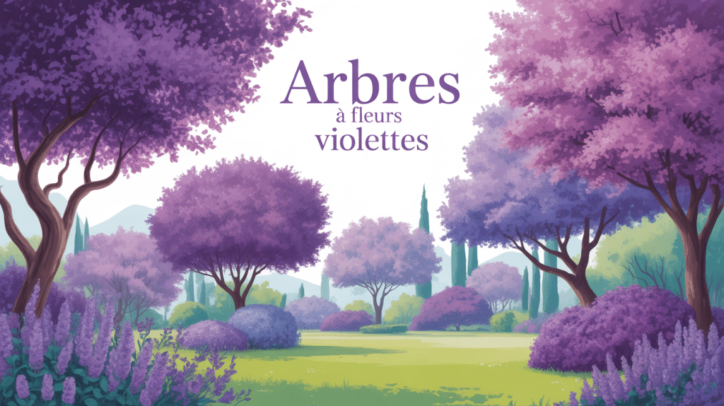arbres à fleurs violettes en pleine floraison dans un jardin élégant et raffiné