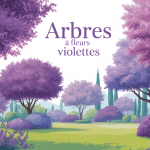 arbres à fleurs violettes en pleine floraison dans un jardin élégant et raffiné