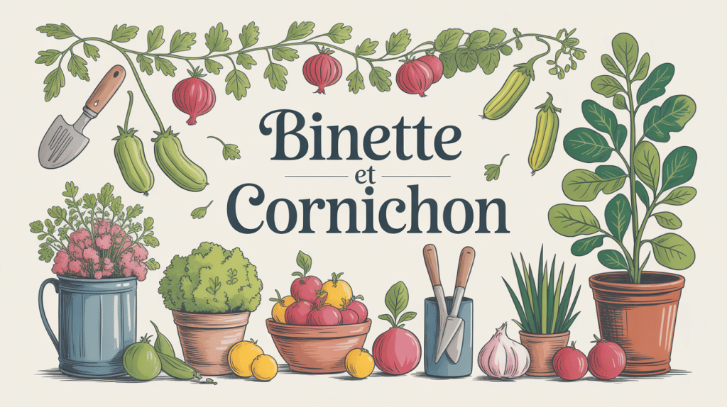 illustration bistrot binette et cornichon table jardin