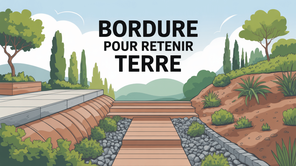 bordure pour retenir terre sur terrasse et talus différents matériaux