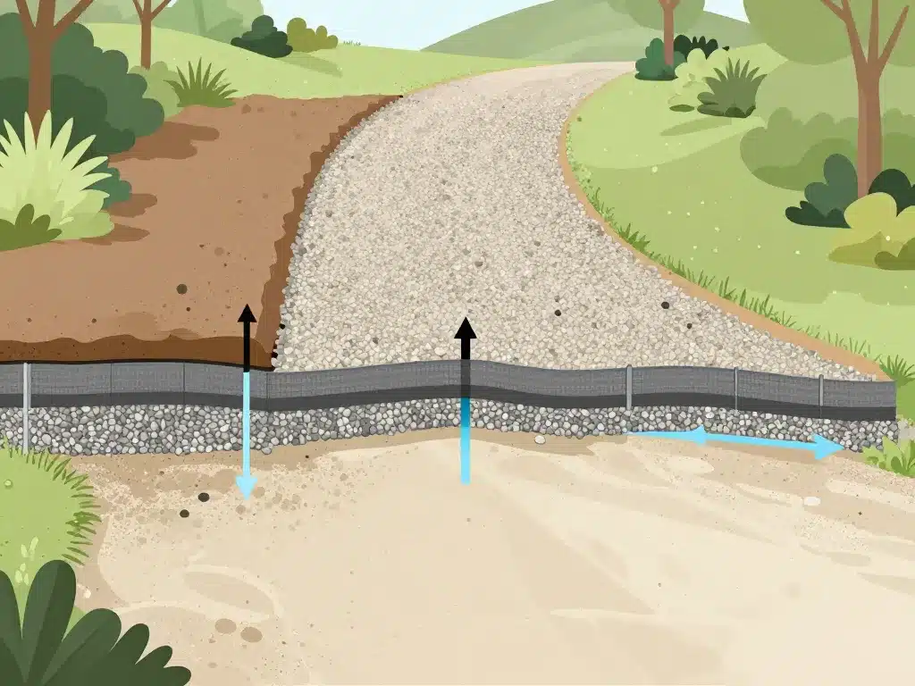 schéma structure allée carrossable gravier sans stabilisateur