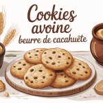 cookies avoine beurre de cacahuète sur table rustique