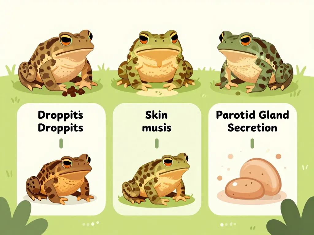 schéma différence crottes mucus sécrétions crapaud au jardin