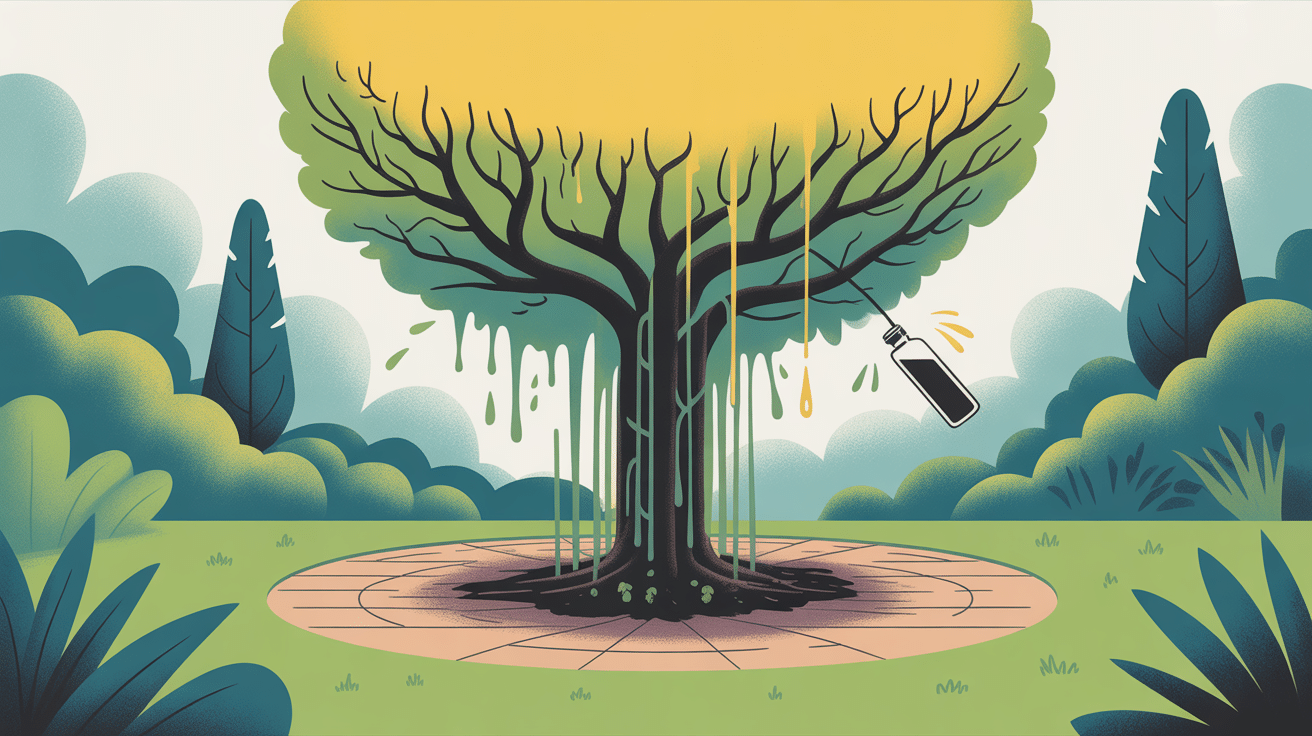 Illustration montrant est-ce que la javel peut faire crever un arbre et ses risques
