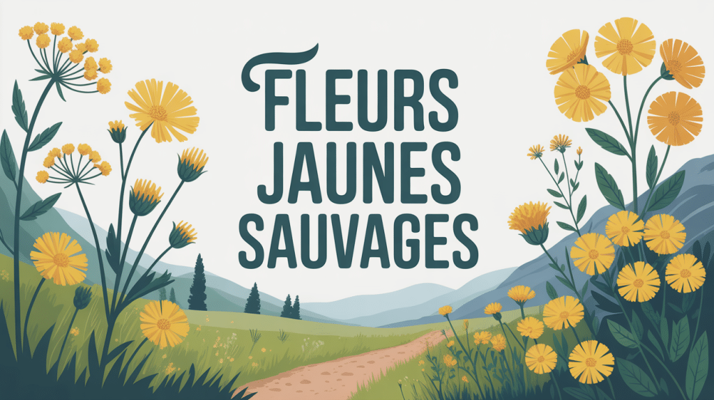 illustration centrale fleur jaune sauvage prairie jardin
