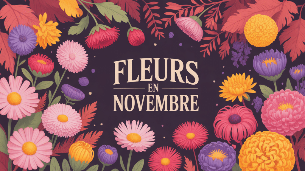 illustration jardin d'automne fleurs en novembre