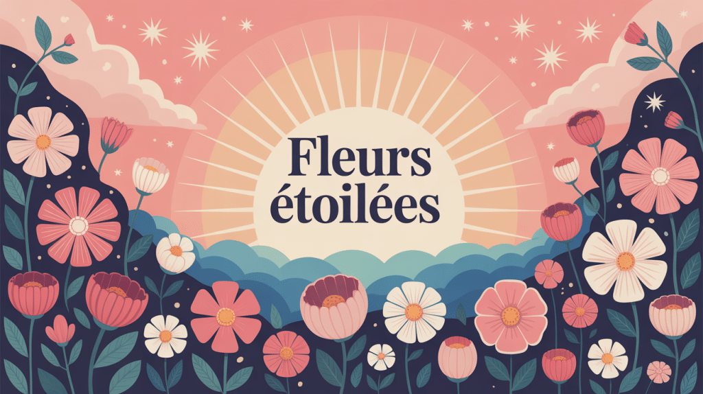 Illustration fleurs étoilées nature clairière lumineuse