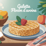 galette flocon davoine dorée sur assiette avec œuf avoine lait fruits