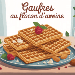 gaufres flocon d'avoine assiette avec fruits et noix