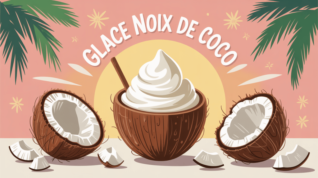 glace noix de coco maison dans décor estival