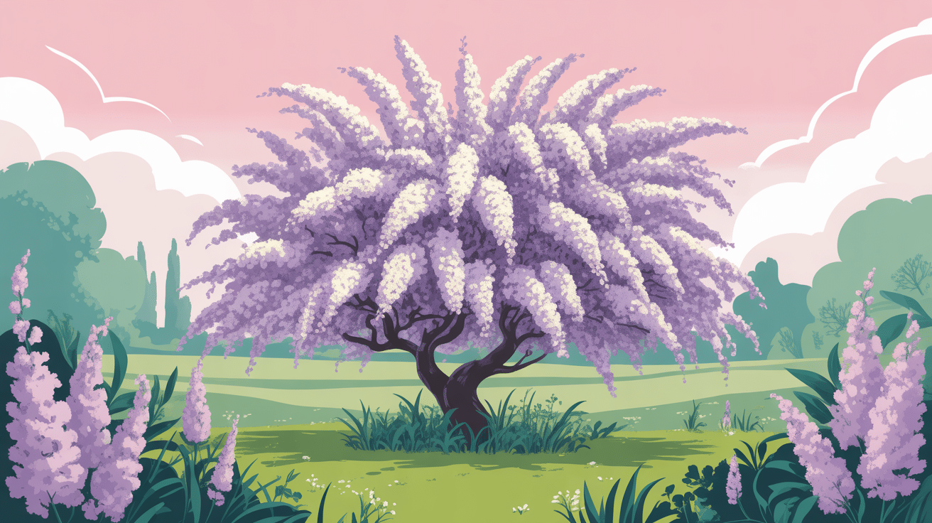 lilas du japon majestueux en floraison abondante dans jardin verdoyant