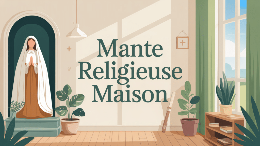 mante religieuse dans la maison près d'une fenêtre ouverte