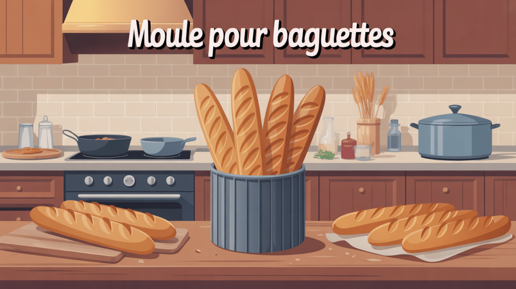 moule pour baguettes sorti du four en cuisine chaleureuse