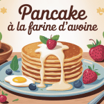 pancake farine d avoine sur assiette avec ingrédients matinal
