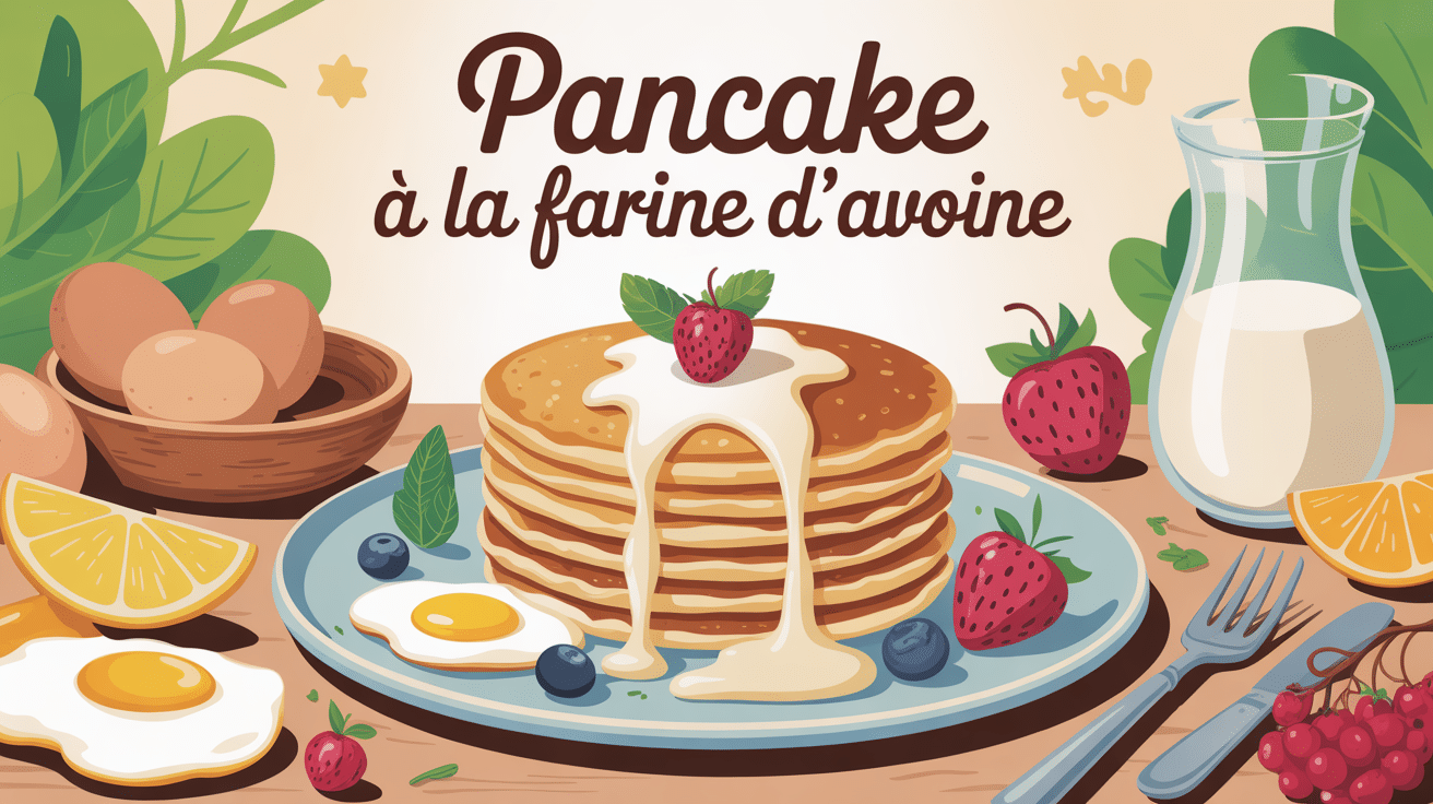 pancake farine d avoine sur assiette avec ingrédients matinal