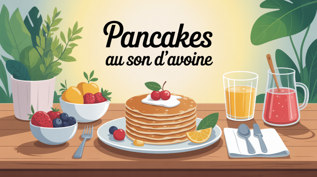 Petit-déjeuner sain avec pancakes son d'avoine fruits frais
