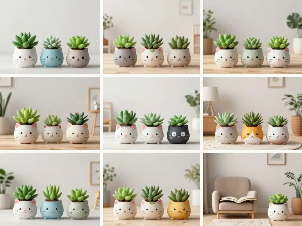 plante tete de chat dans différents styles d'intérieur