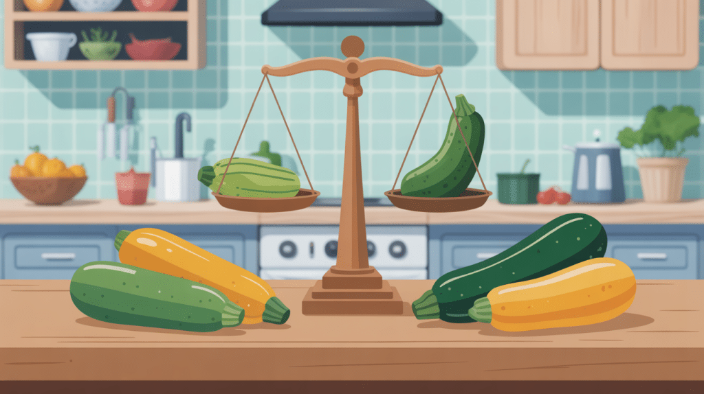 poid moyen d'une courgette sur balance avec différents calibres