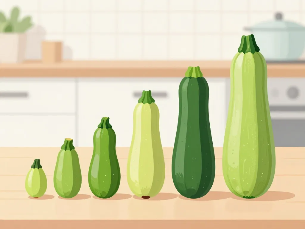 poid moyen d'une courgette tailles comparées visuellement