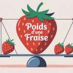 illustration centrale poids d'une fraise sur balance
