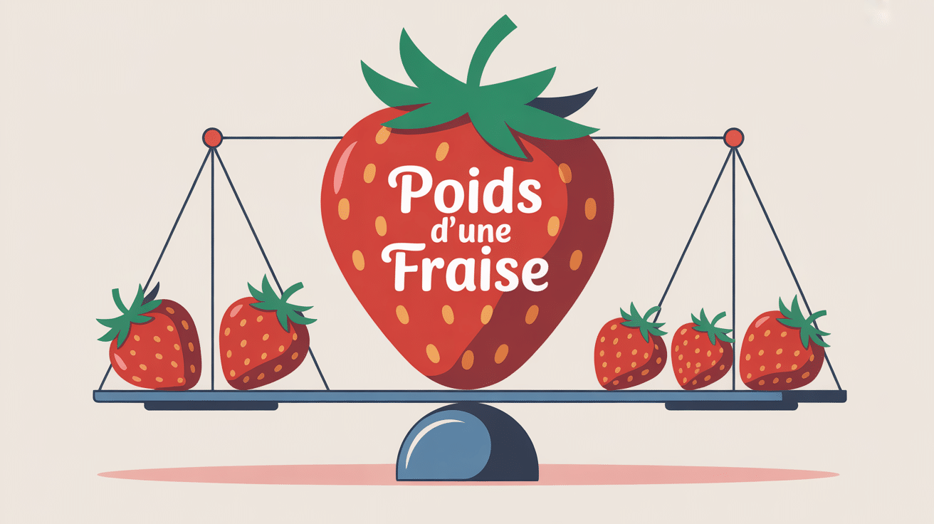 illustration centrale poids d'une fraise sur balance