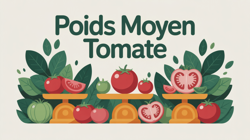 Illustration de poids tomate montrant plusieurs variétés sur une balance