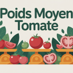 Illustration de poids tomate montrant plusieurs variétés sur une balance