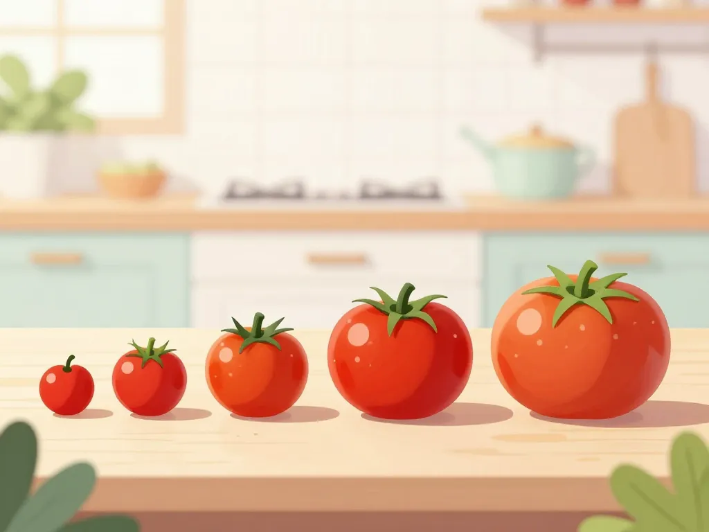 Comparatif poids tomate par variété du plus petit au plus gros