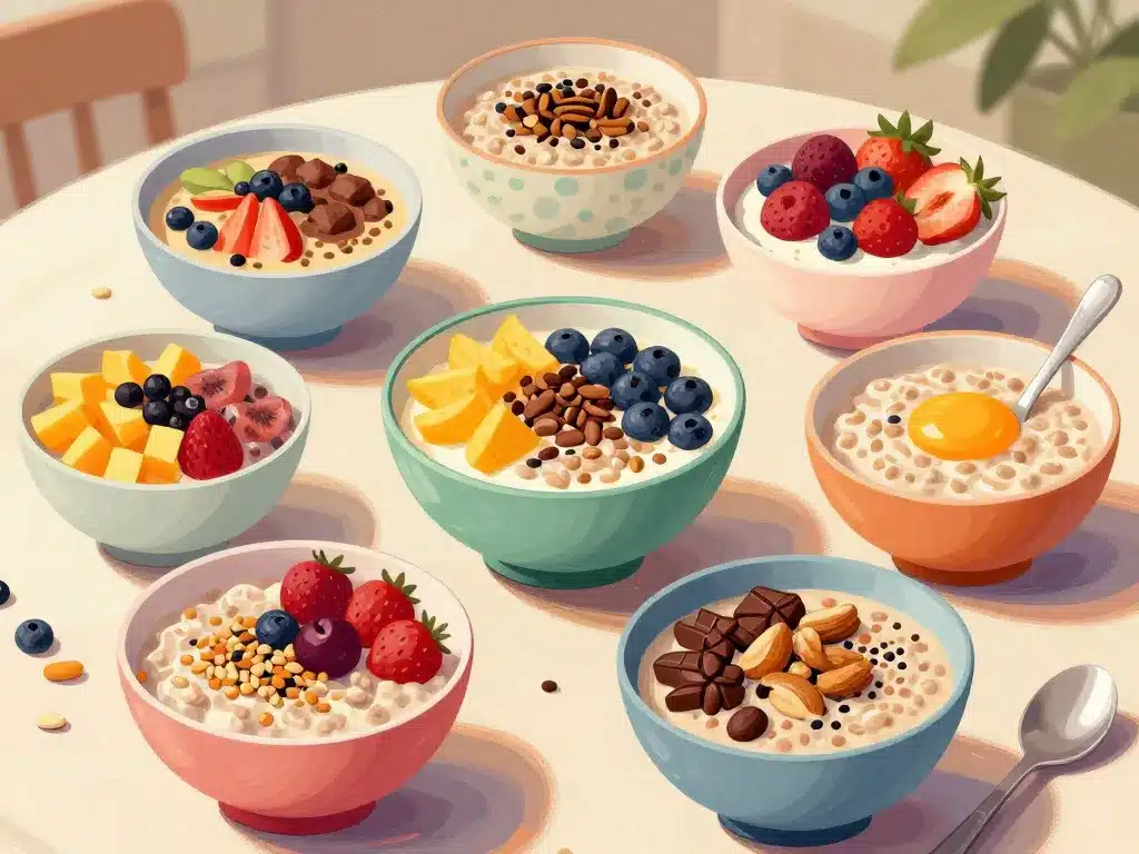 bols colorés porridge overnight recette toppings