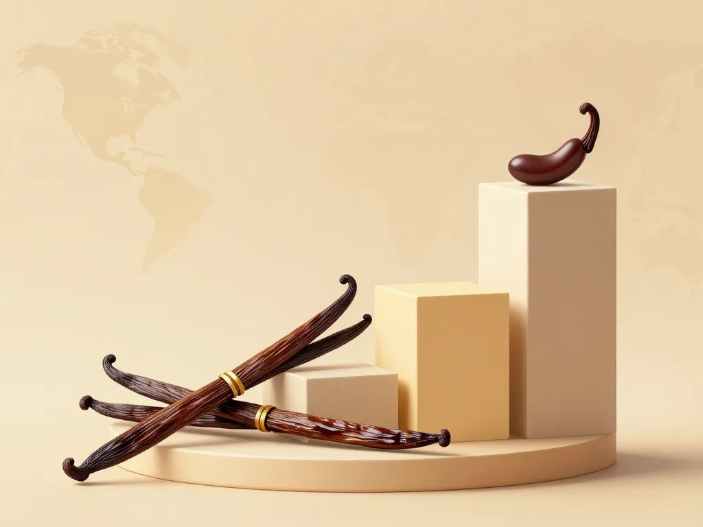 échelle de gousses illustrant les variations du prix du kg de vanille