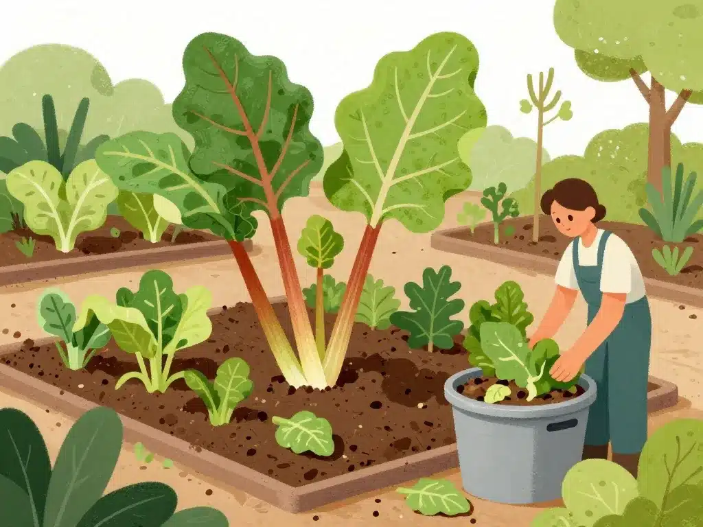 que faire avec les feuille de rhubarbe jardin compost illustration