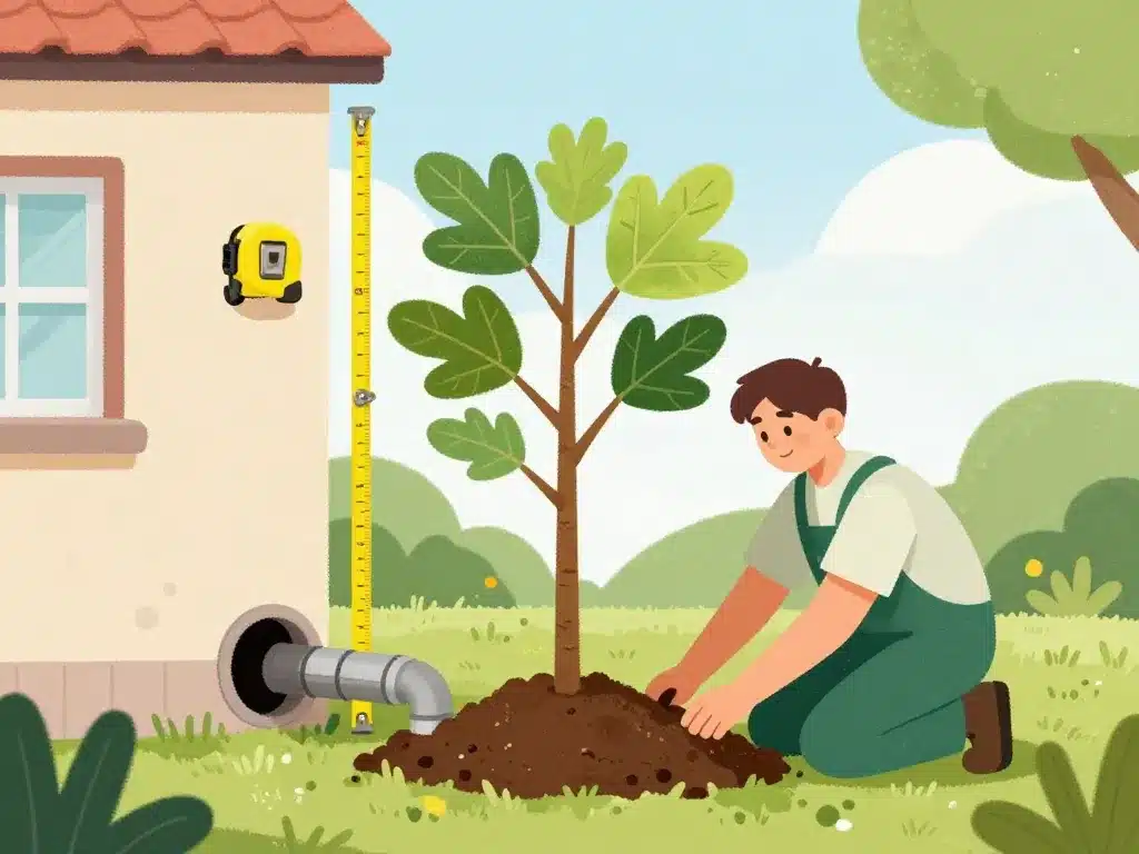 racine figuier jeune plantation sécurité murs canalisations