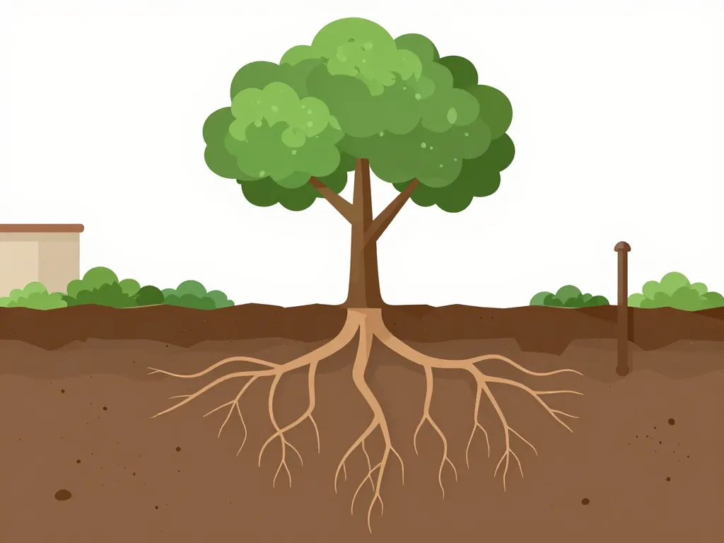 racine figuier horizontalité proche murs et tuyaux