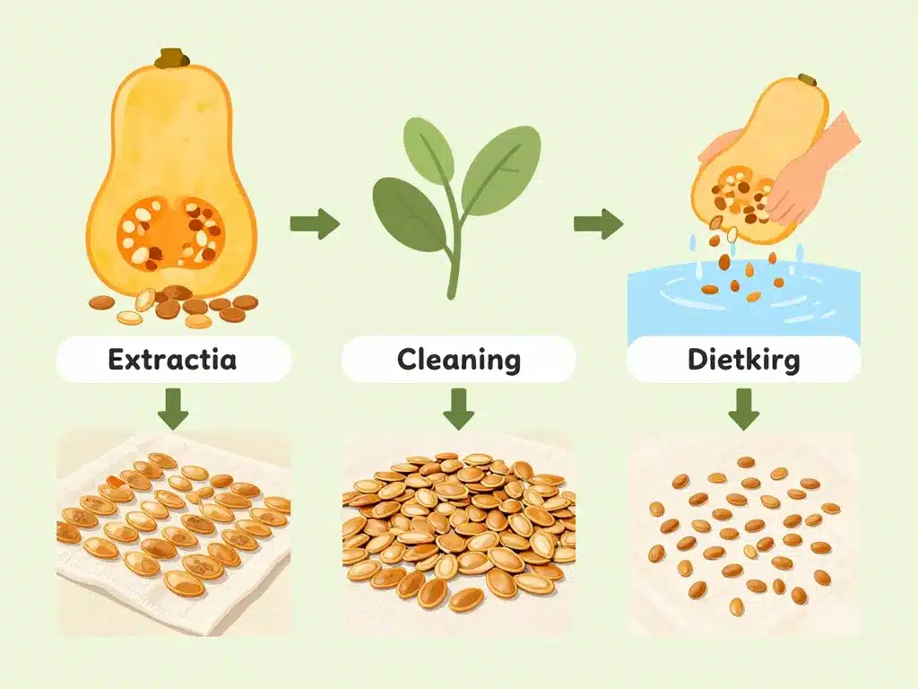 récupérer les graines de butternut pour planter pas à pas nettoyage séchage
