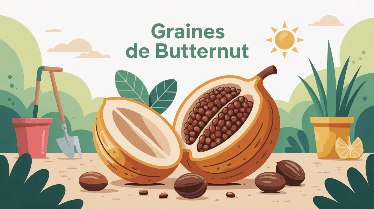 récupérer les graines de butternut pour planter illustration courge outils jardin