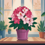rhodo simsii en pot dans un intérieur lumineux
