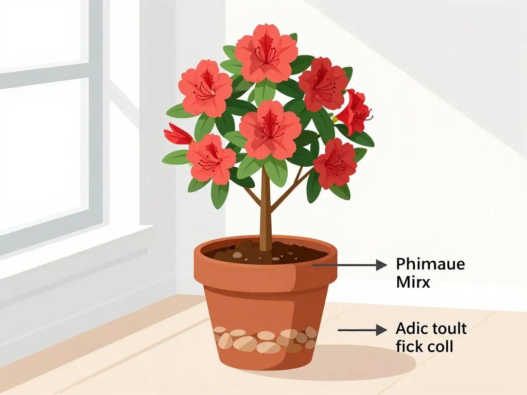 rhodo simsii près d’une fenêtre terre acide drainage