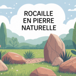 rocaille en pierre naturelle intégrée au jardin