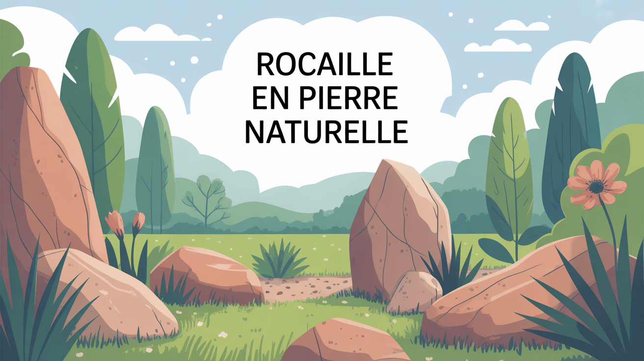 rocaille en pierre naturelle intégrée au jardin