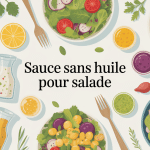 sauce sans huile pour salade en bols avec ingrédients naturels