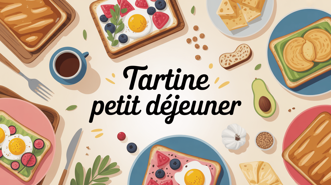 ensemble de tartines petit dejeuner colorées et variées