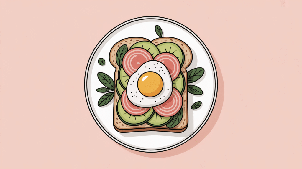 Illustration toast saumon avocat oeuf brunch moderne