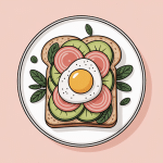 Illustration toast saumon avocat oeuf brunch moderne
