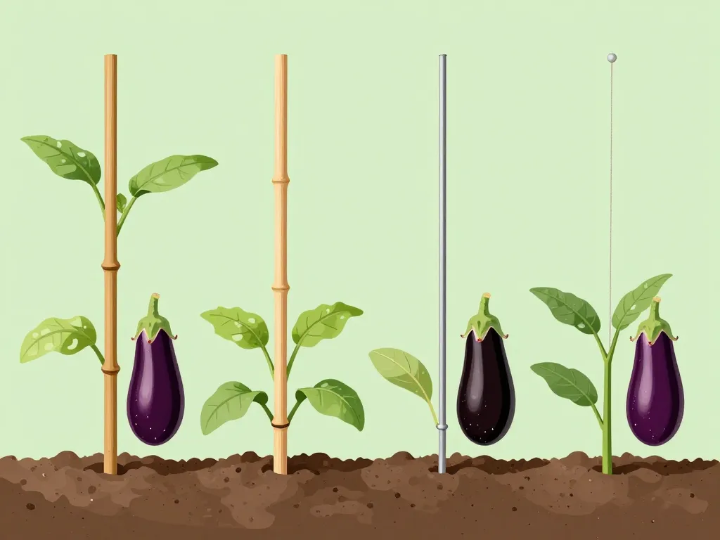 tuteur aubergines bambou bois métal ficelles