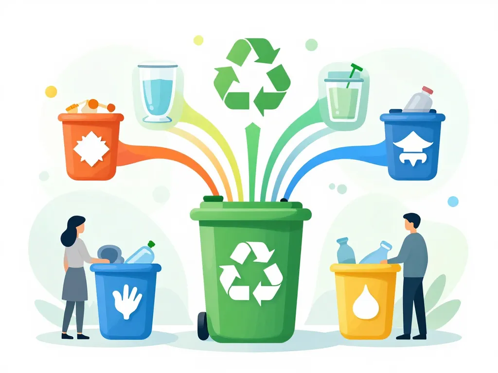 illustration rôle bac de tri recyclage