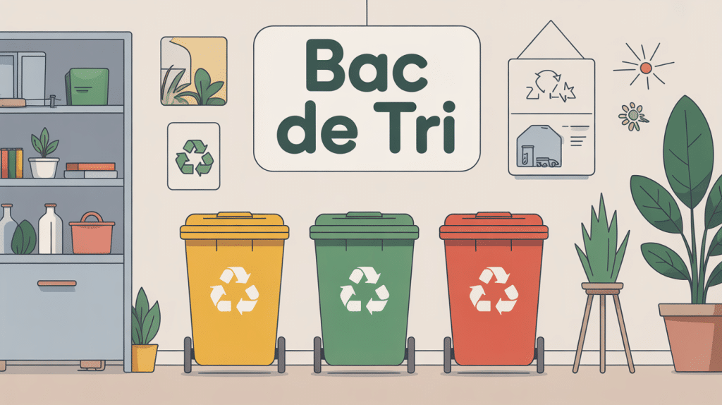 illustration bac de tri coloré intérieur moderne