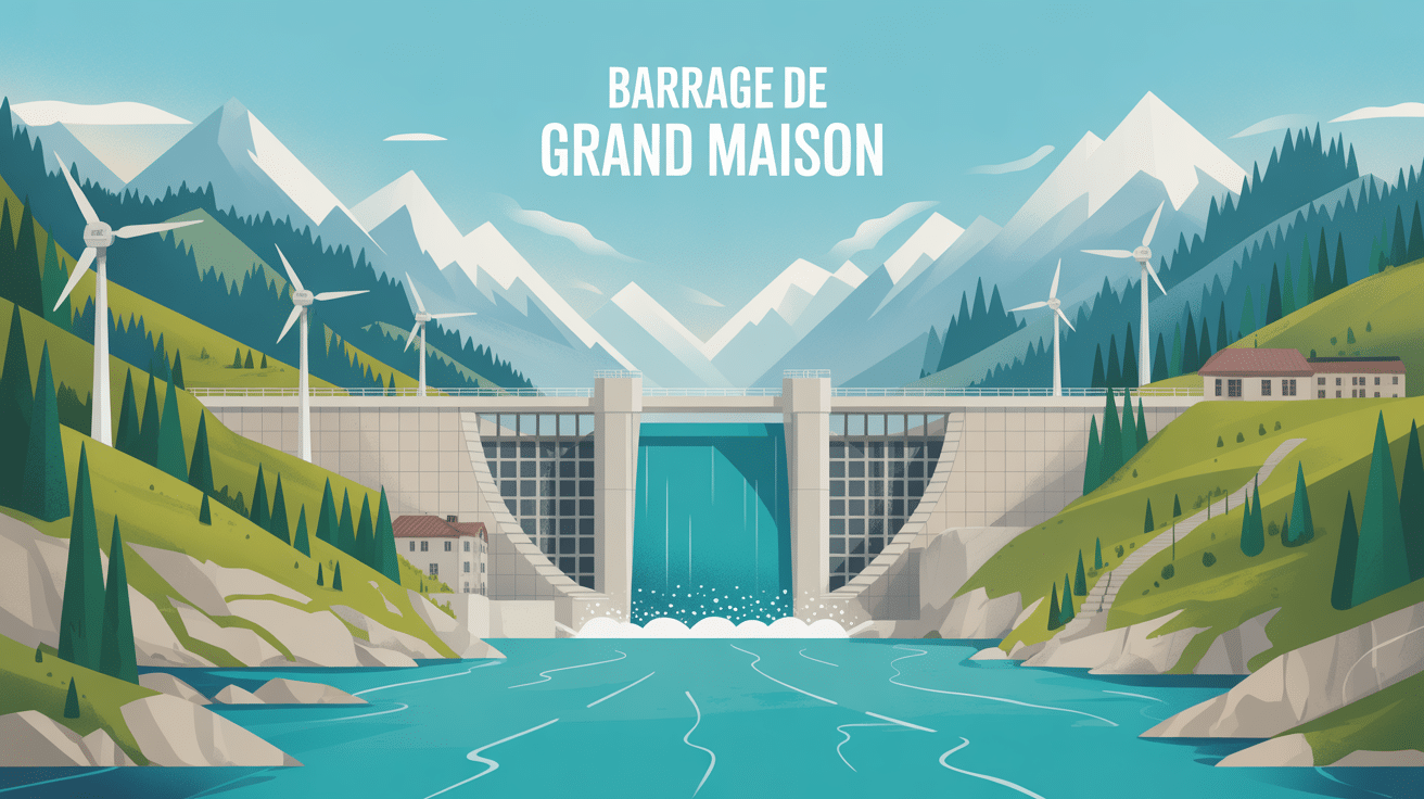 Vue symbolique barrage de Grand Maison paysage alpin
