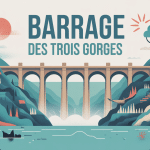 barrage des trois gorges image monumentale stylisée fleuve