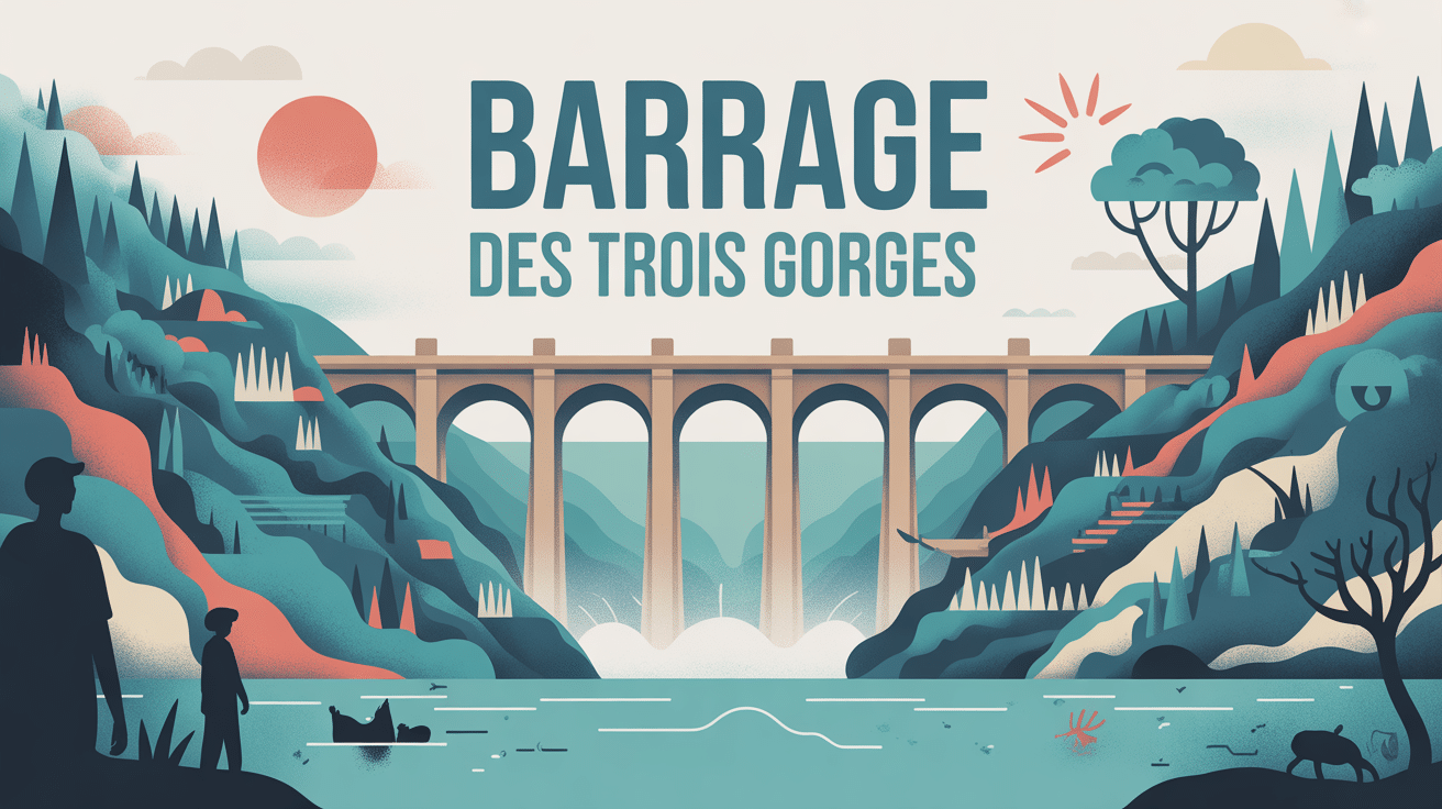 barrage des trois gorges image monumentale stylisée fleuve